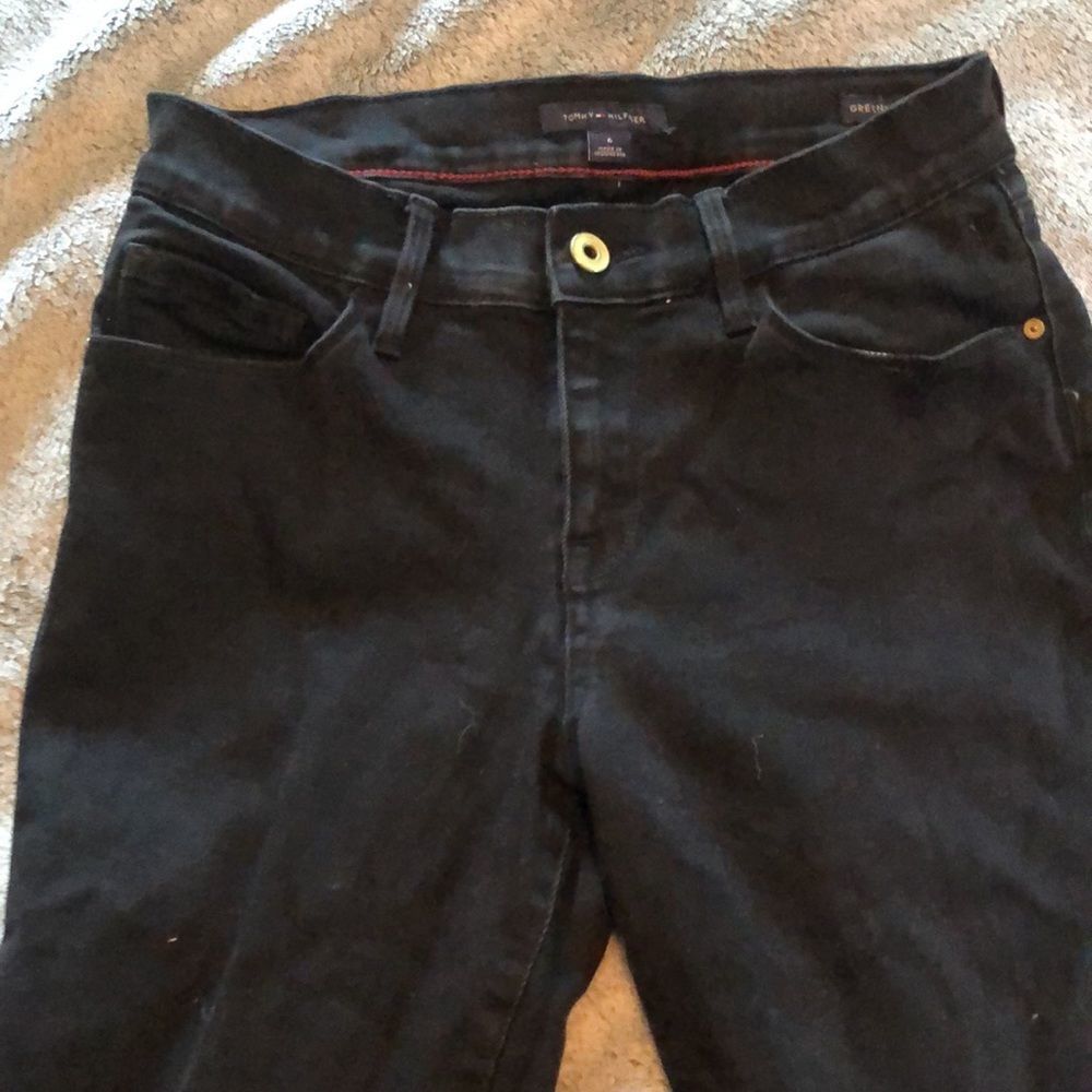 Tommy Hilfiger sz 6 Greenwich Skinny Black Jeans stretch/ not waxed coated